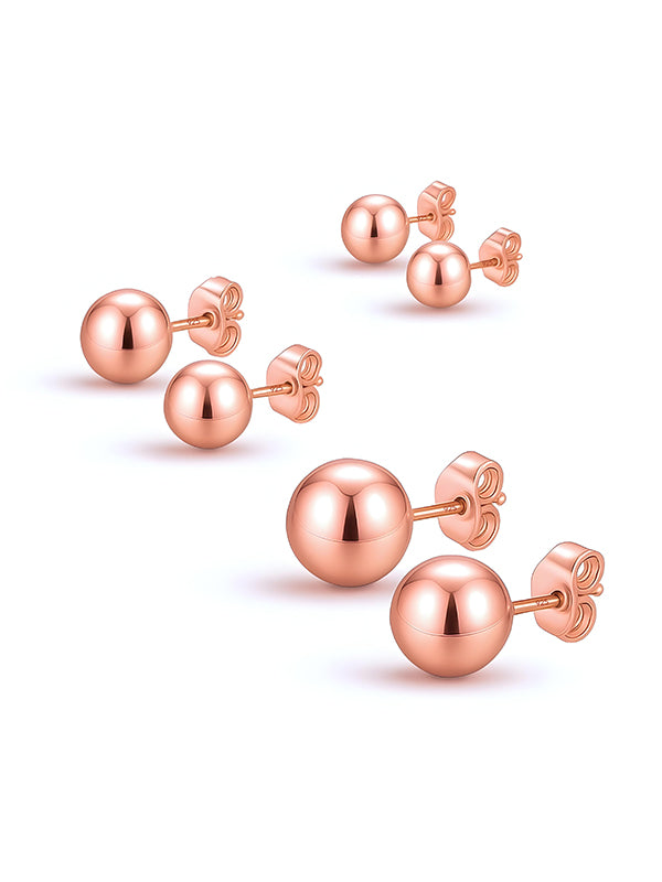 Rose Gold Ball Post combo set Earrings for Women