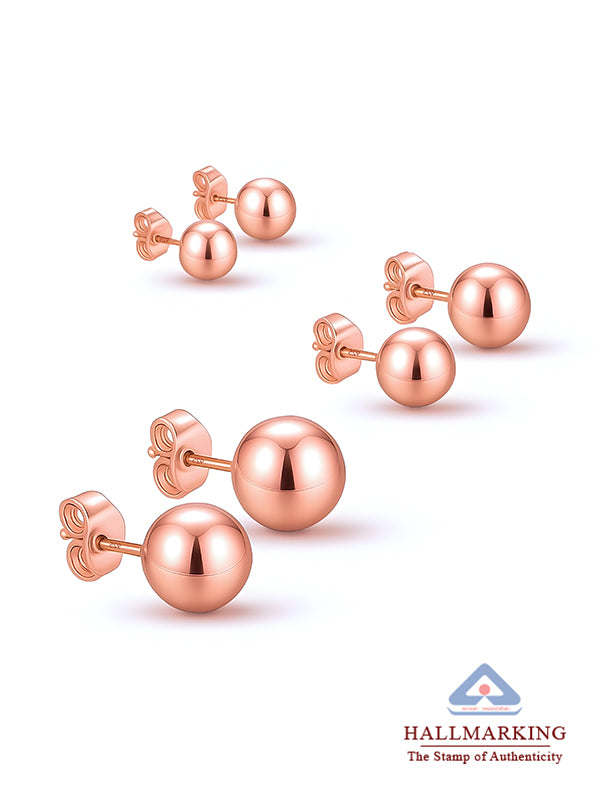 Rose Gold Ball Post combo set Earrings for Women