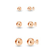 925 Sterling Silver Set of 3 Pairs Ball-Post Stud Earrings for Girl Teen Women 3mm 6mm 8mm