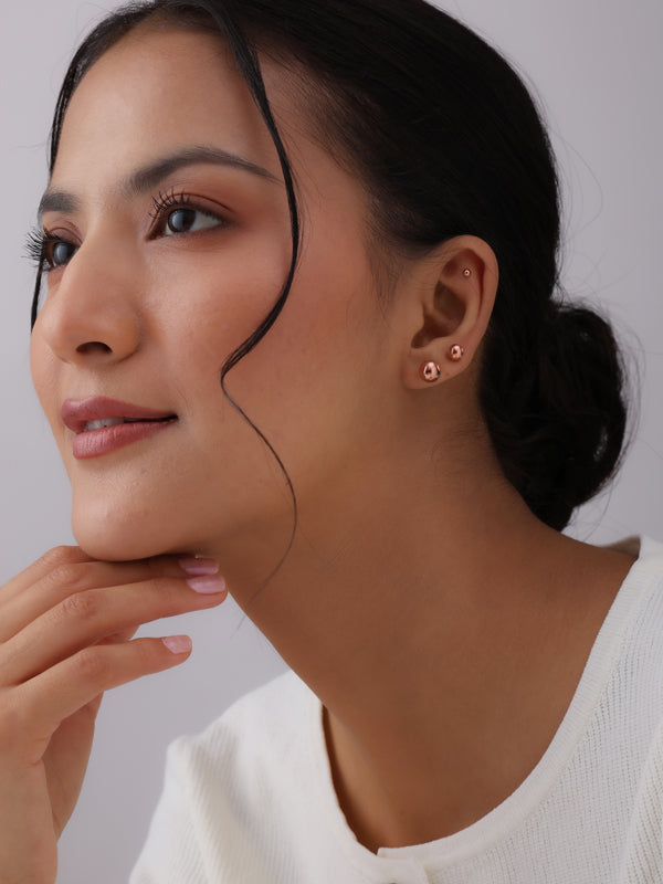 Rose Gold Ball Post combo set Earrings for Women