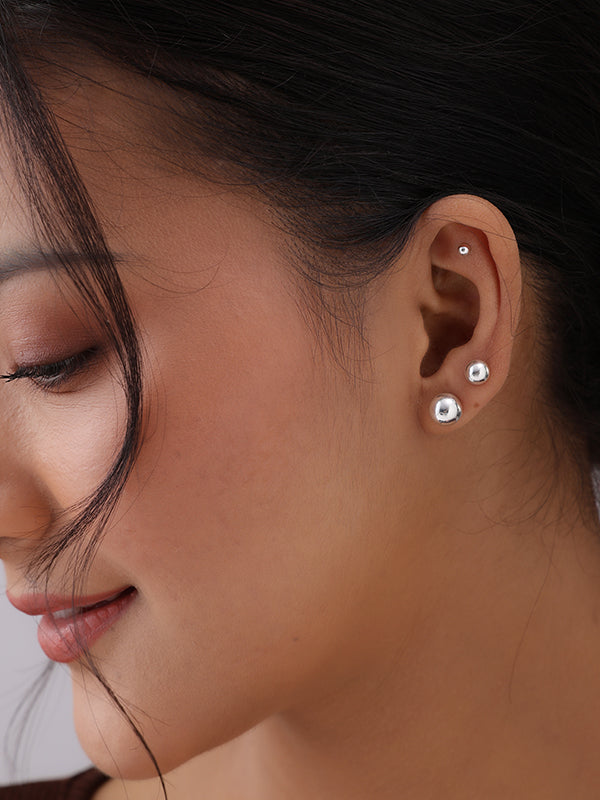 Ball Stud Earrings Set - 3 Pairs