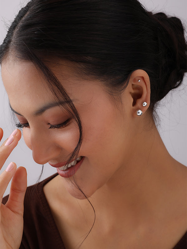 Ball Stud Earrings Set - 3 Pairs