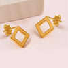 925 Sterling Silver 18K Gold-Plated Square Open Stud Earrings for Men