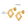 925 Sterling Silver 18K Gold-Plated Square Open Stud Earrings for Men