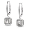 925 Sterling Silver Double Halo Cubic Zirconia Halo Drop Dangle Leverback Earring for Women Teen