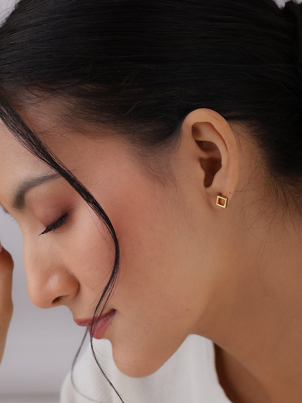 Gold Open Square Studs