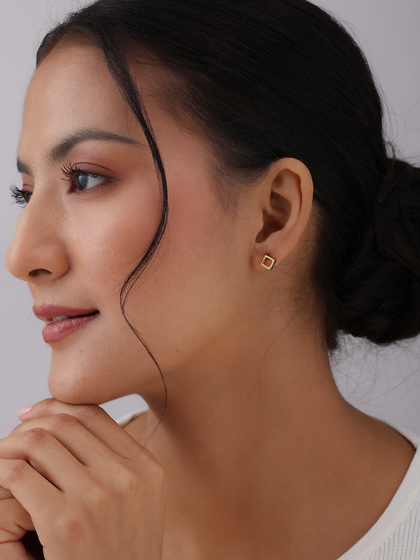 Gold Open Square Studs