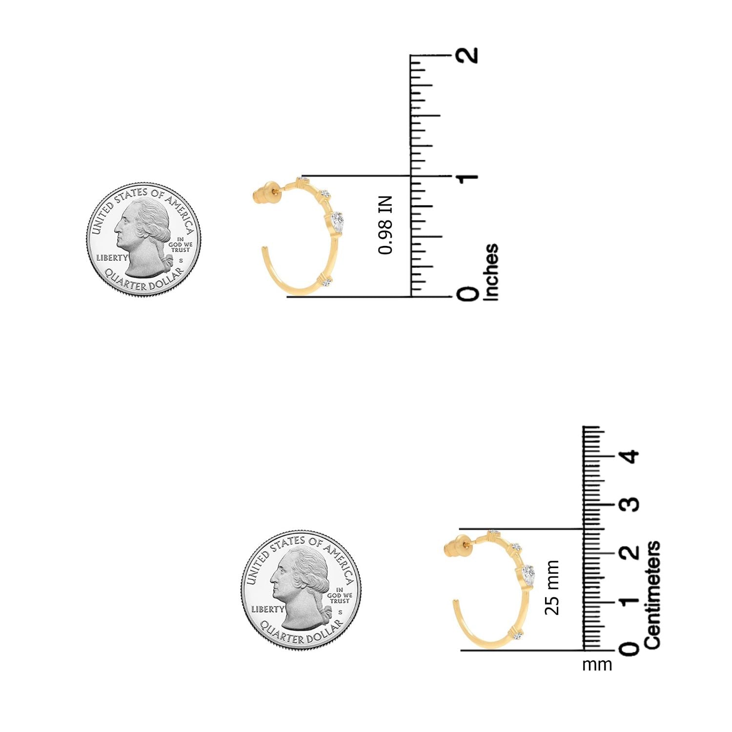 925 Sterling Silver 14K Gold-Plated Heart CZ Italian Half C Hoop Earrings for Women Teen
