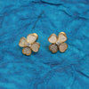 925 Sterling Silver 14K Gold-Plated Mother of Pearl 4 Clover Leaf Stud Earring for Women Teen