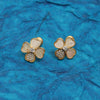 925 Sterling Silver 14K Gold-Plated Mother of Pearl 4 Clover Leaf Stud Earring for Women Teen