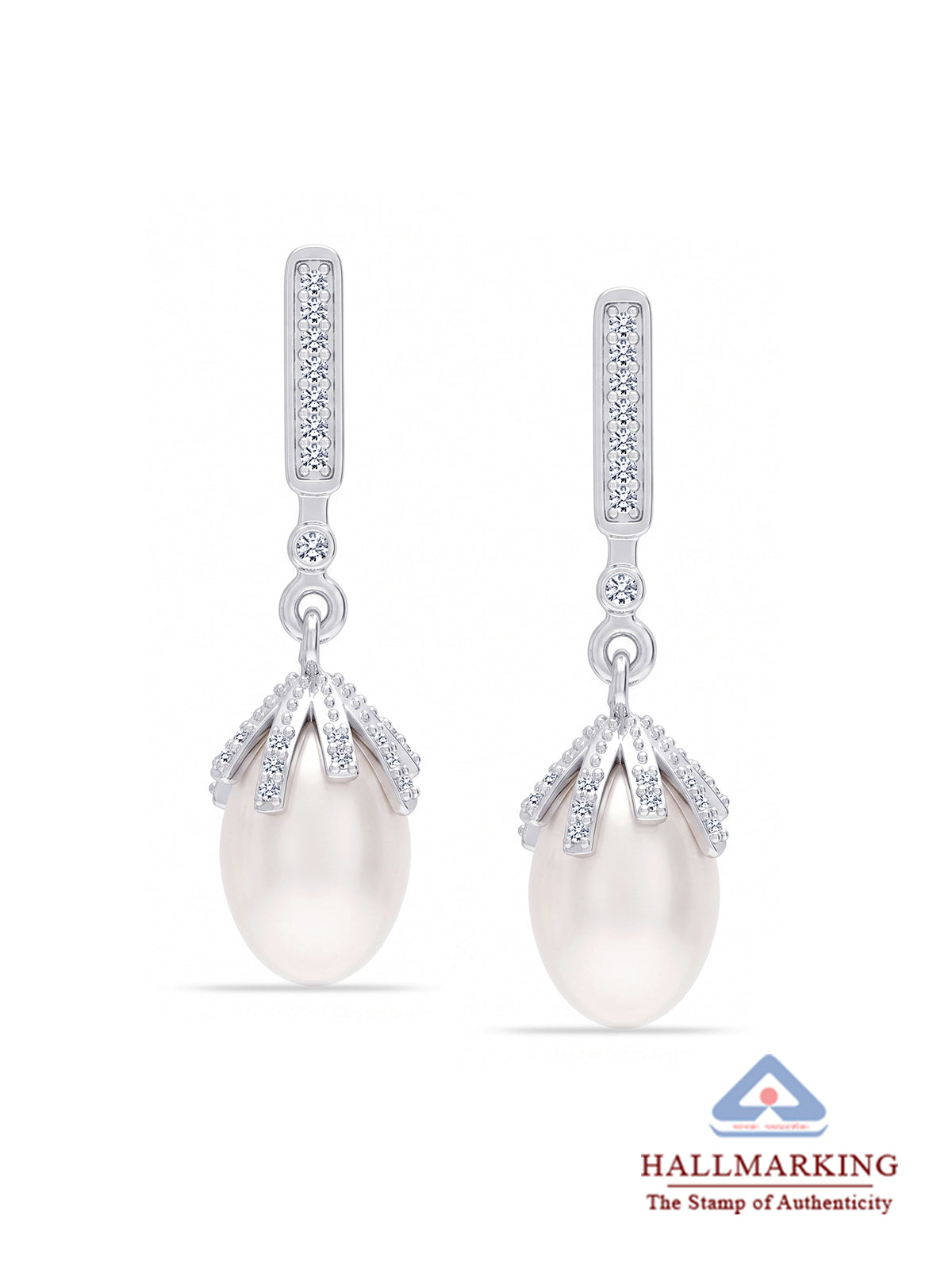 Cubic Zirconia Pearl Drop Earrings