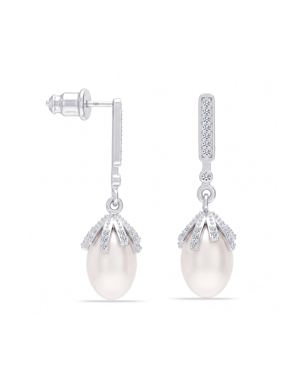 Cubic Zirconia Pearl Drop Earrings