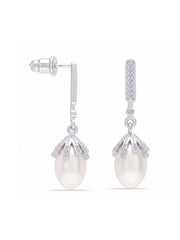 Cubic Zirconia Pearl Drop Earrings