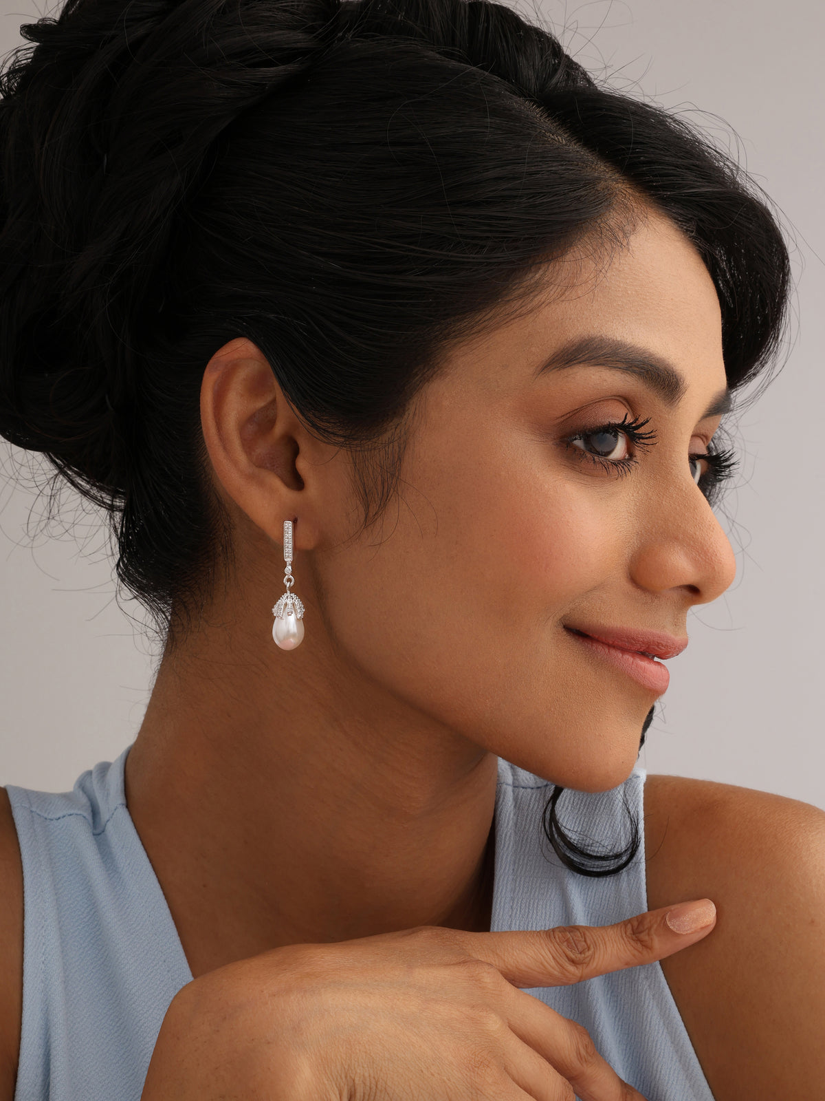 Cubic Zirconia Pearl Drop Earrings