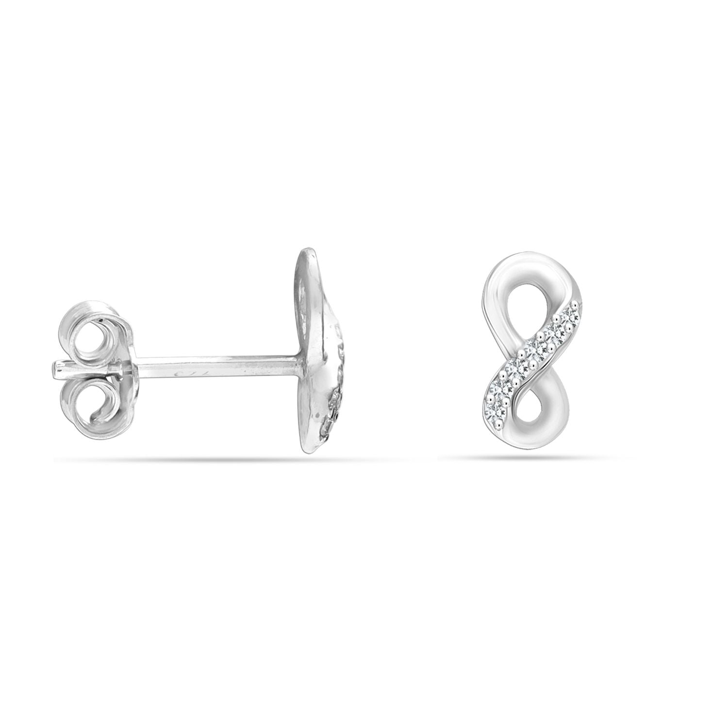 925 Sterling Silver CZ Infinity Micro Pave Stud Earrings for Women Teen