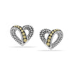 925 Sterling Silver Two-Tone Caviar Beaded Heart Stud Earring for Women Teen