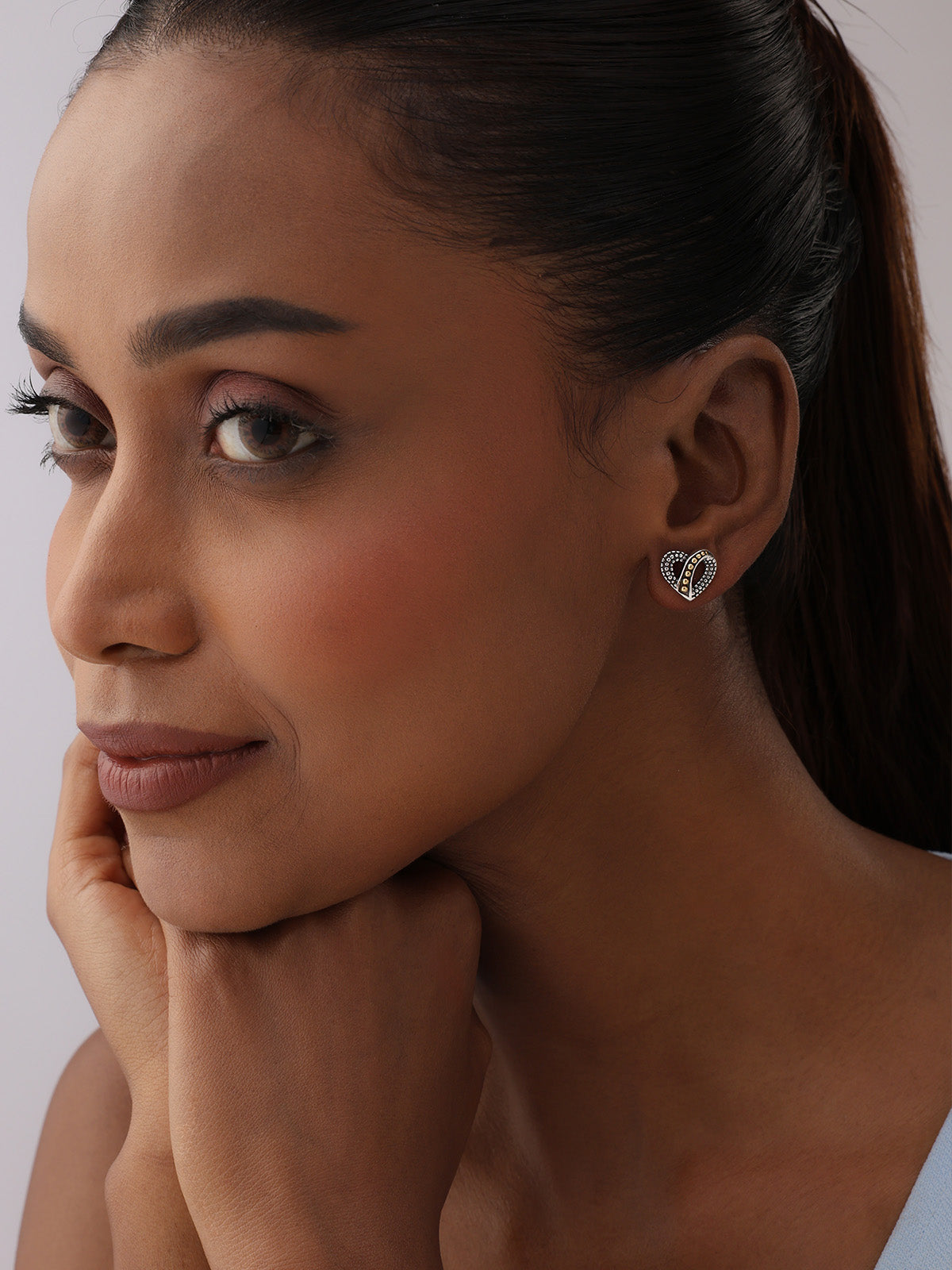 Dual Tone Stud Earrings