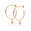 925 Sterling Silver 18K Rose Gold-Plated C Shape Ancre Enchainee Stud Hoop Earrings for Women and Girls