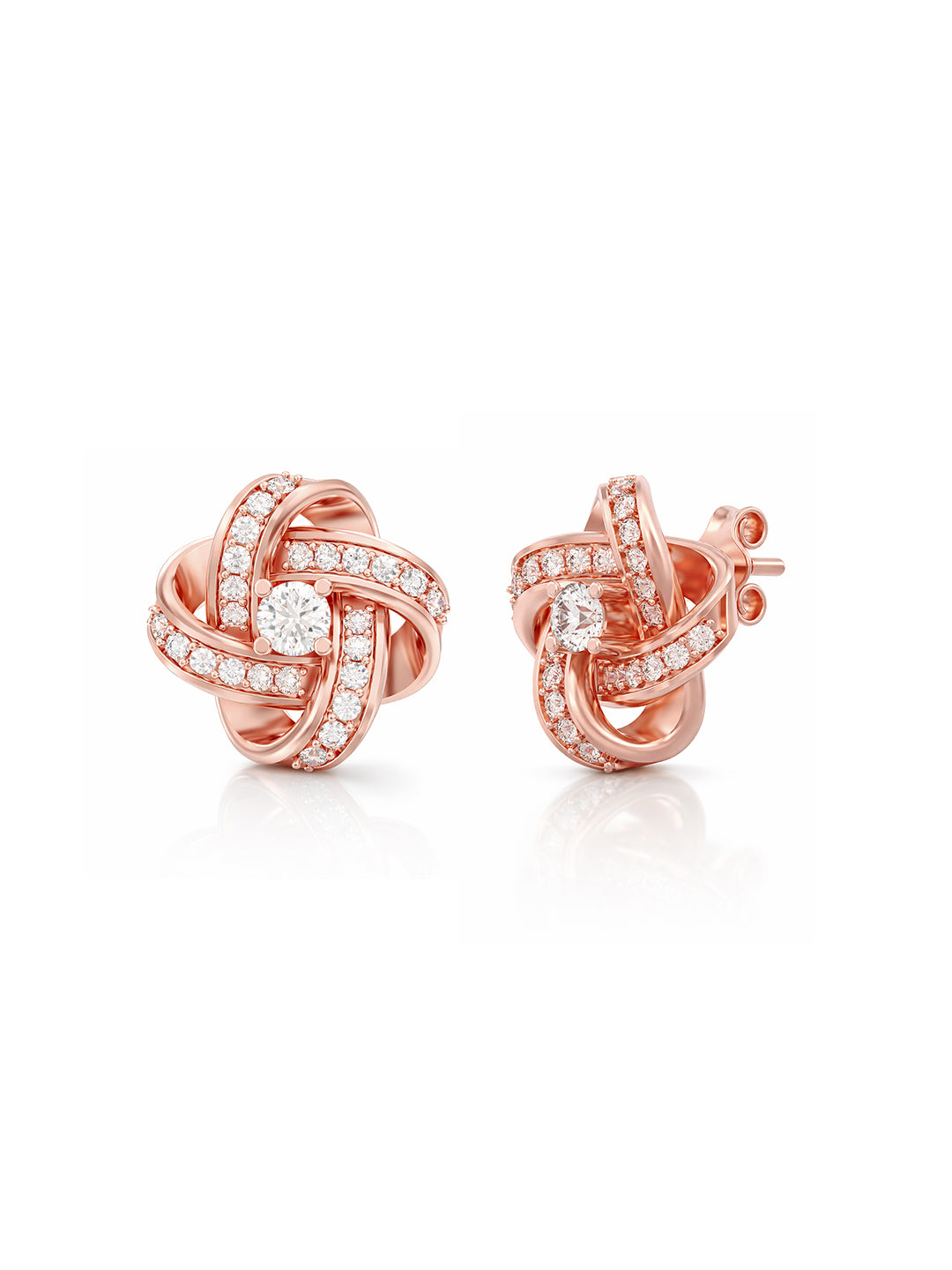 Rose-Gold Plated Cubic Zirconia Love Knot Studs