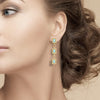 925 Sterling Silver Yellow Gold-Plated with Aquamarine Stone Drop Dangel Earrings for Women & Girls