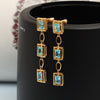 925 Sterling Silver Yellow Gold-Plated with Aquamarine Stone Drop Dangel Earrings for Women & Girls