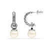 925 Sterling Silver Simulated Pearl Drop J Hoop Earrings for Women