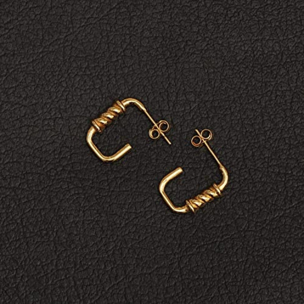 925 Sterling Silver 18K Gold-Plated C Shape Ovate Huggies Hoop Earrings for Women Teen