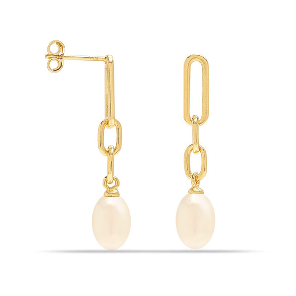 925 Sterling Silver Oval Pearl Drop Earrings for Women