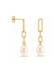 Oval Pearl Drop Earrings