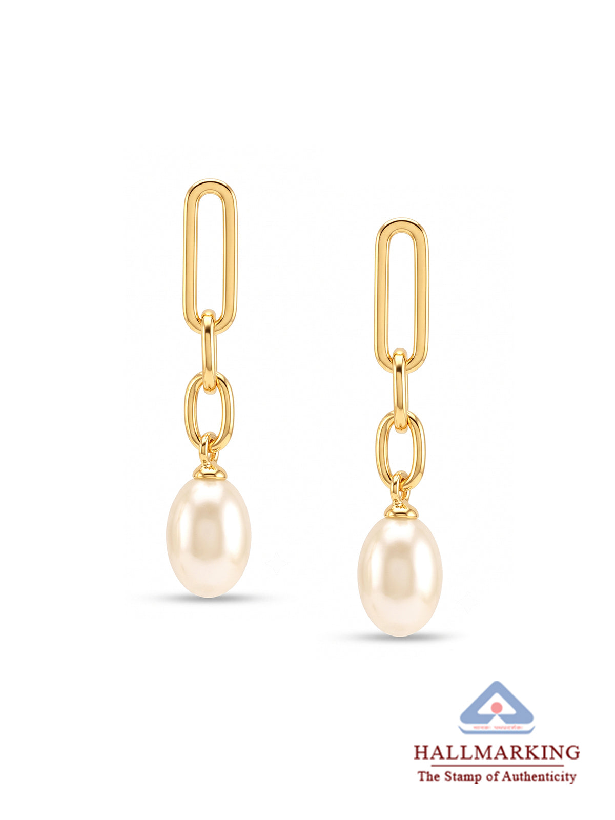 Oval Pearl Drop Earrings