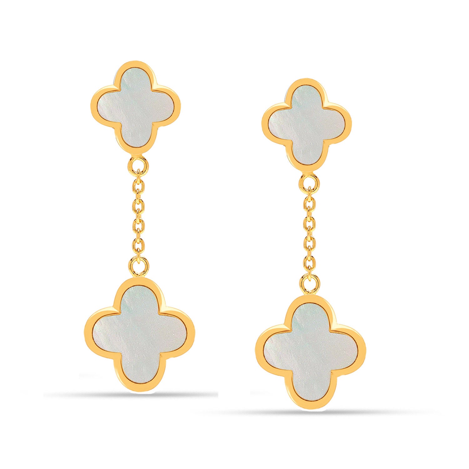925 Sterling Silver Gold-Plated Magic Alhambra Earrings for Women
