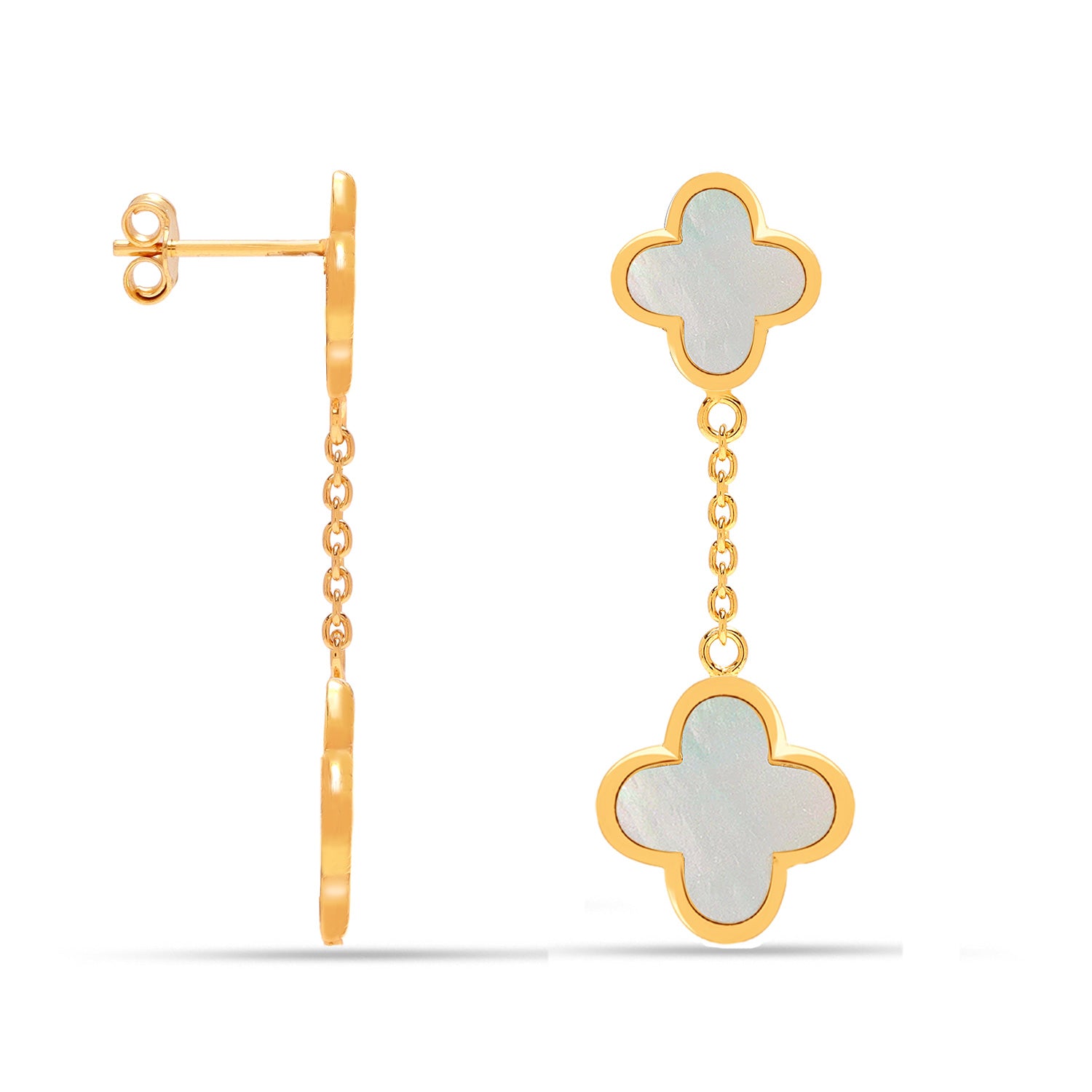 925 Sterling Silver Gold-Plated Magic Alhambra Earrings for Women