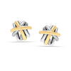 925 Sterling Sliver 18K Gold-Plated Crossover Stud Earrings for Women Teen