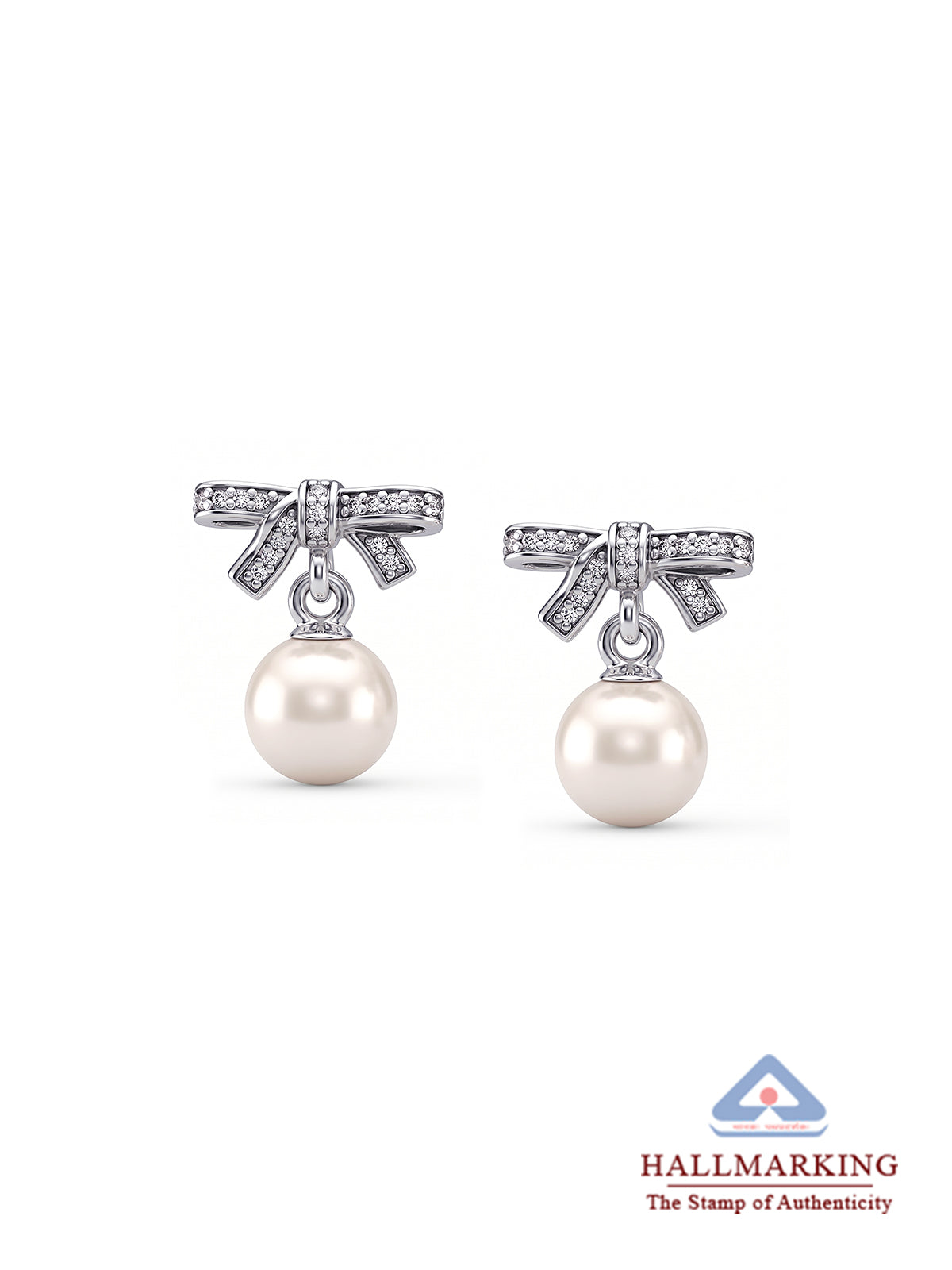 Celeste Bow Pearl Drop Earrings