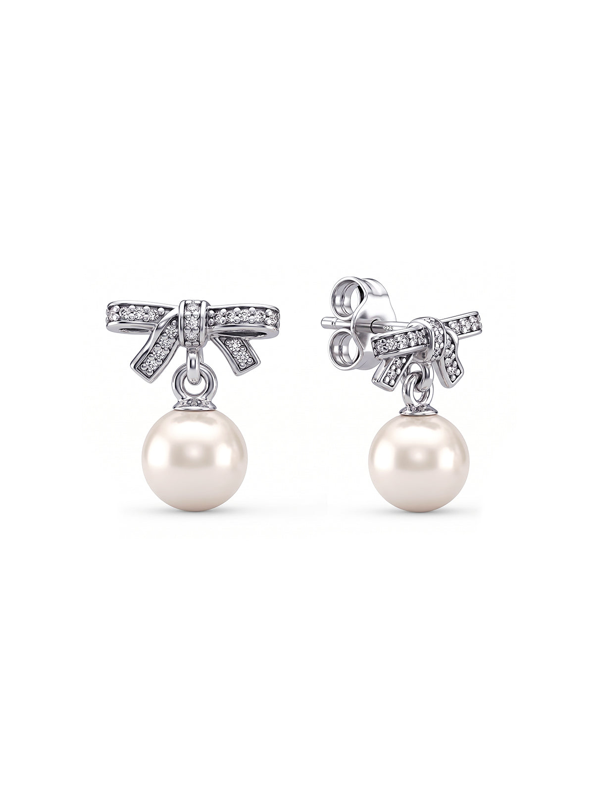 Celeste Bow Pearl Drop Earrings