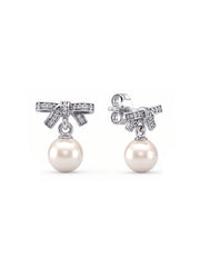 Celeste Bow Pearl Drop Earrings
