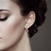 925 Sterling Silver Two-Tone Caviar Beaded Garnet Stud Earrings for Women Teen