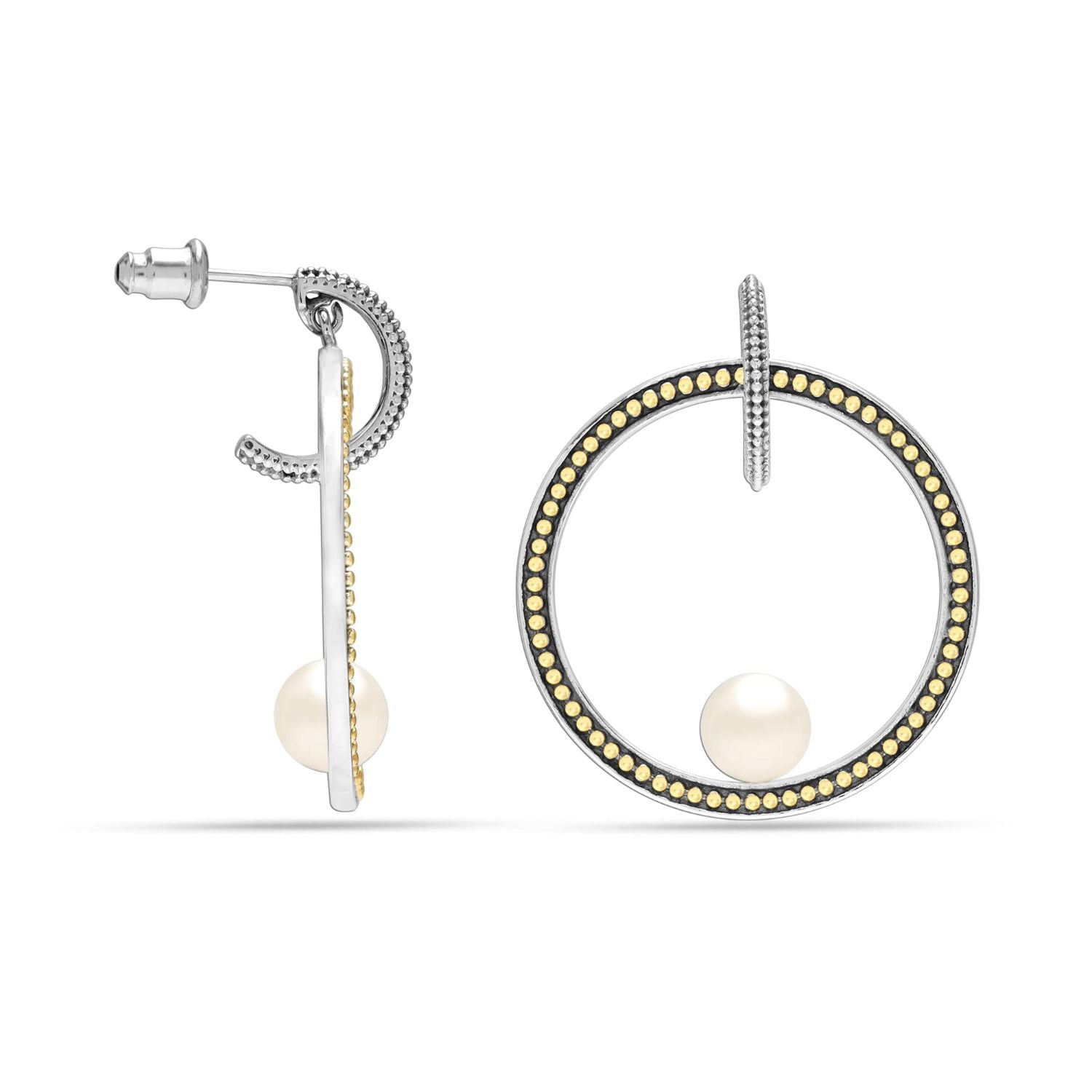 Dual Tone Drop Earrings