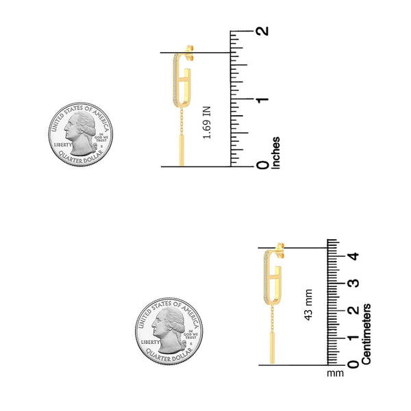 925 Sterling Silver 14K Gold-Plated Cubic Zirconia Caviar Beaded Dangler Stud Earrings for Women