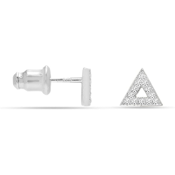 925 Sterling Silver Cubic Zirconia Delta Stud Earrings for Men