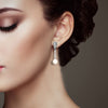 925 Sterling Silver CZ Pearl Drop Dangle Earrings for Women