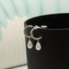925 Sterling Silver Oval Pearl Antique C Hoop Earring for Women