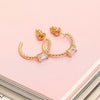 925 Sterling Silver 18K Gold Plated Hypoallergenic CZ Beads Hoops Earring for Teen Girls