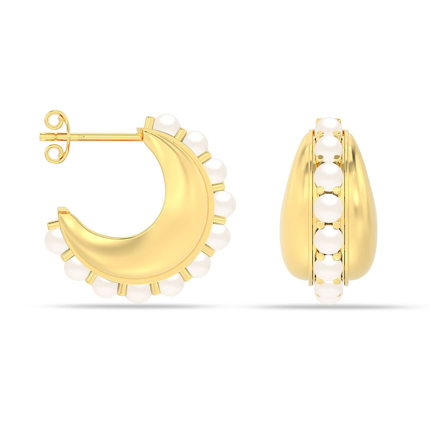 925 Sterling Silver 18K Gold Plated Hypoallergenic Pearl Hoop Earrings for Women Teens Girls