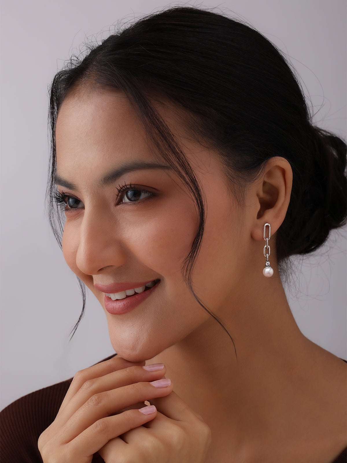 Pearl Link Drop Earrings