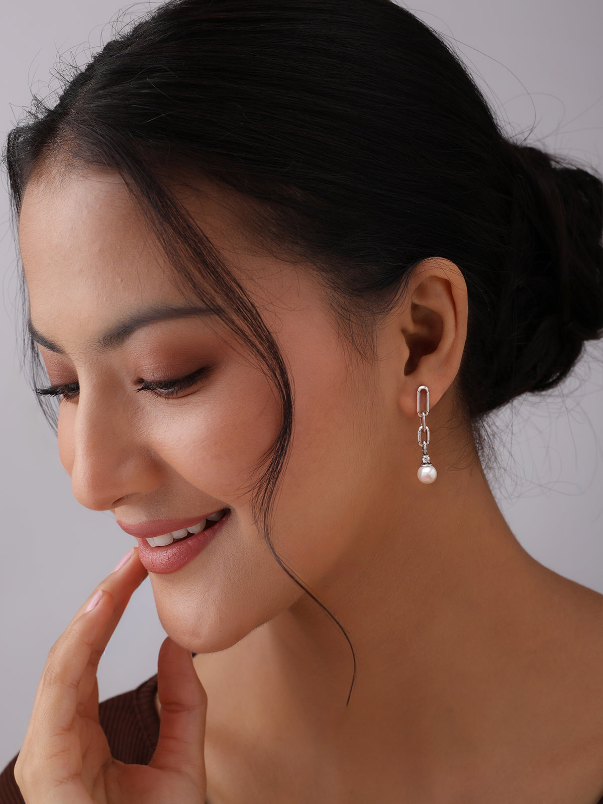 Pearl Link Drop Earrings