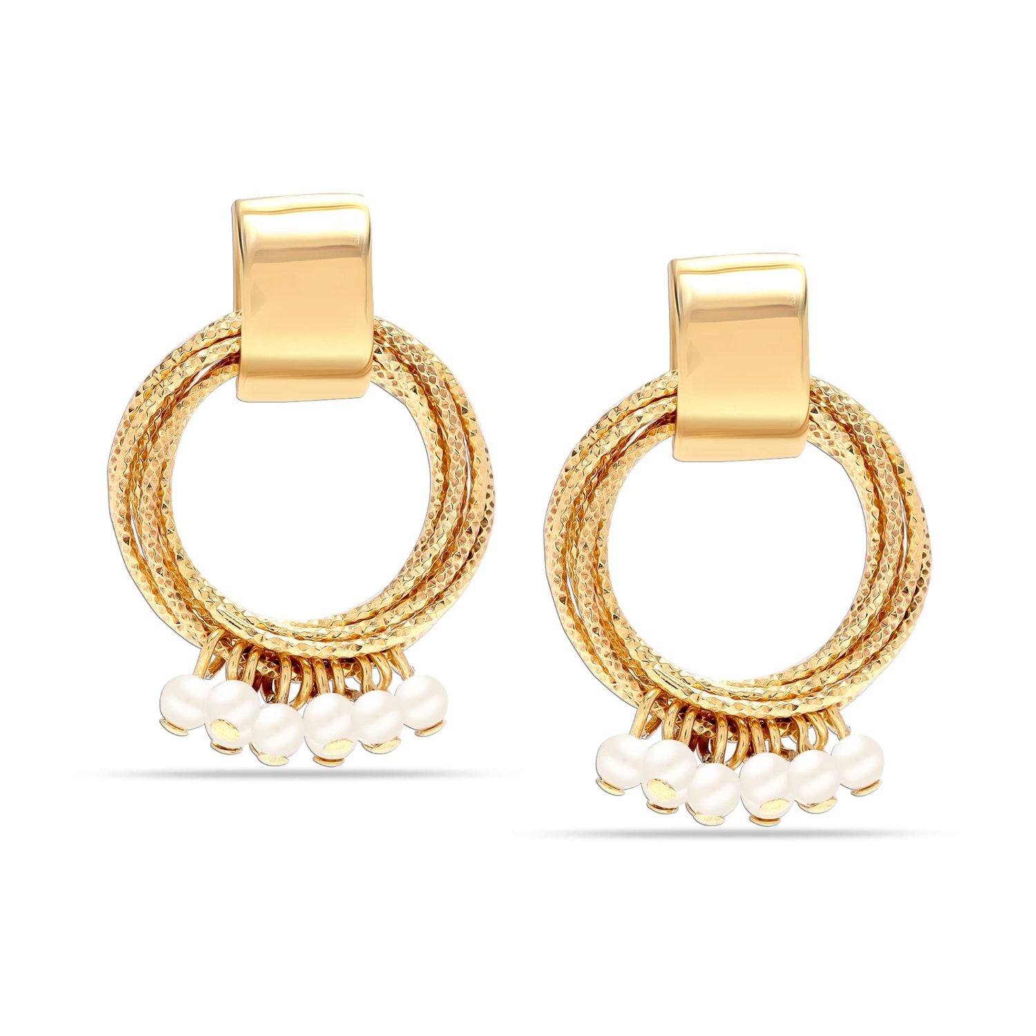 925 Sterling Silver 18K Gold Plated Twist Pearl Drop Earrings for Women Hypoallergenic Pearl Stud Earring