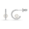925 Sterling Silver CZ Pearl C Hoop Earrings for Women and Girls