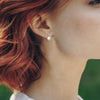 925 Sterling Silver CZ Pearl C Hoop Earrings for Women and Girls