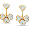 925 Sterling Silver 14K Gold-Plated Heart Mother Of Pearl 0.01 Carat Diamond Drop Dangle Stud Earrings for Women Teen